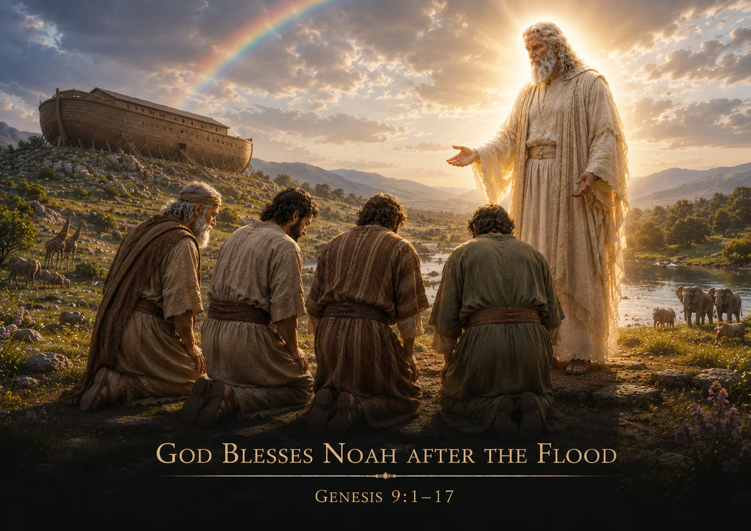 God blesses Noah after the flood